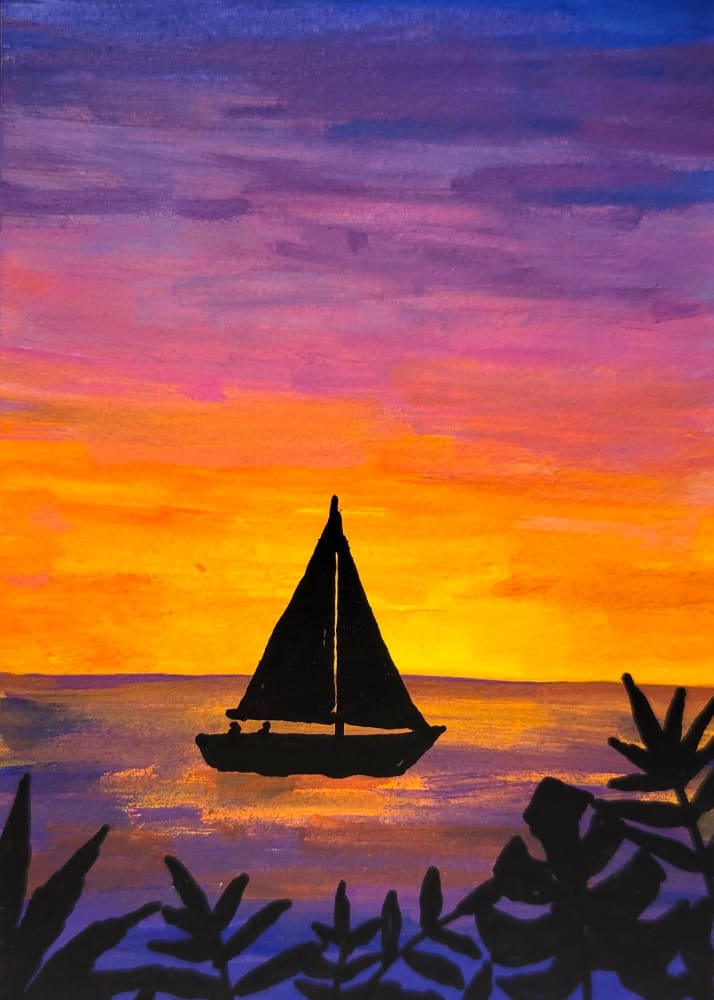 Sunset Sailing OOAK, Surreal ACEO by Naomi Heck
