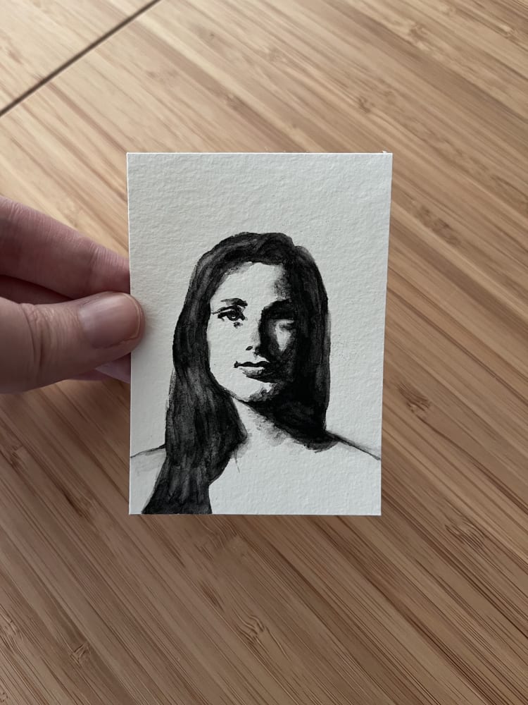 Portrait in Liquid Charcoal, Portrait ACEO by Nina