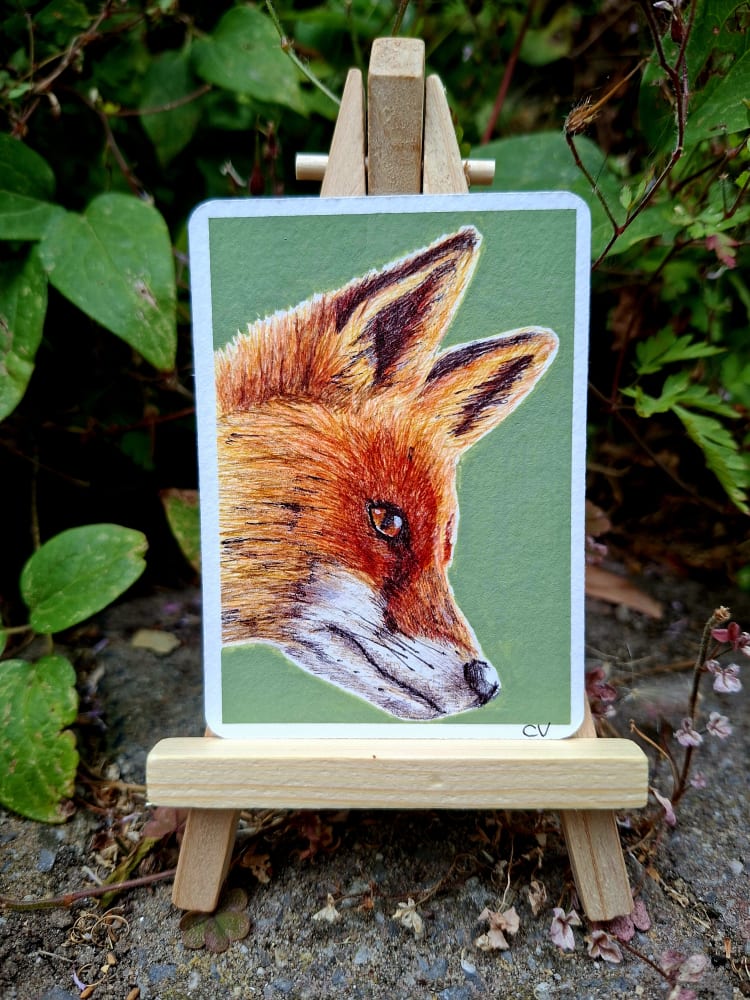The Quiet Fox, Animals ACEO by Chan_nl_art