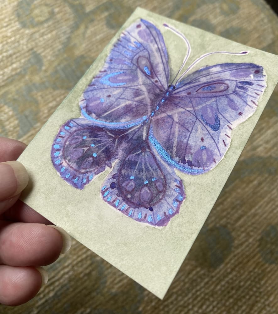 Violet Purple Butterfly, Nature ACEO by Joni M Russell