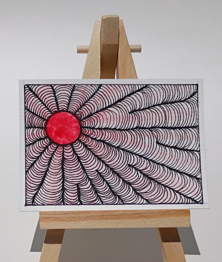 Rainbow Sun : Red, Abstract ACEO by Garden Gnome Studios