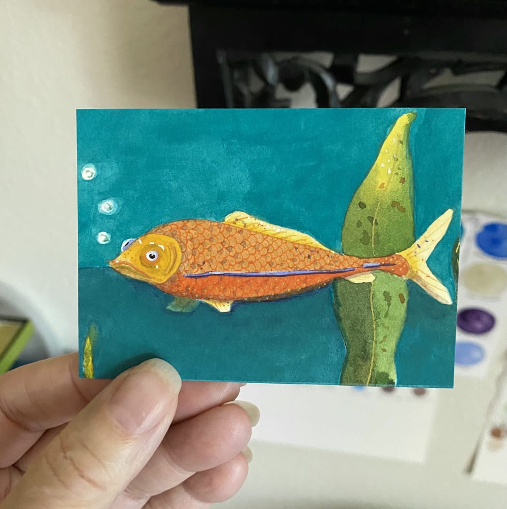 Bubble Fish, Animals ACEO by Joni M Russell