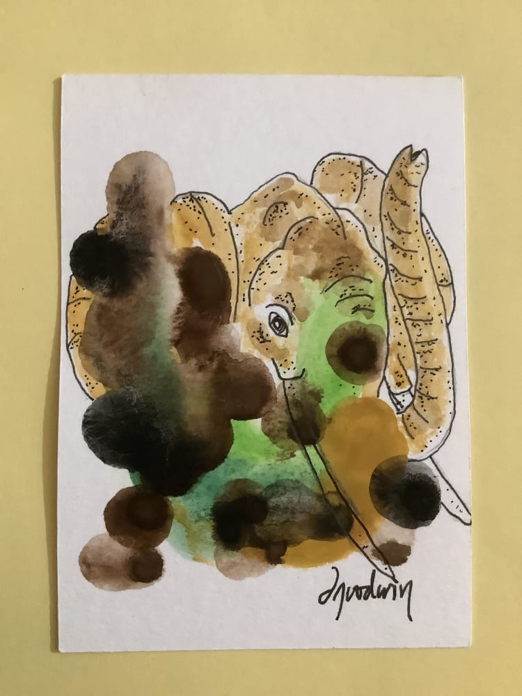 Elephant, Animals ACEO by Daniel Goodwin