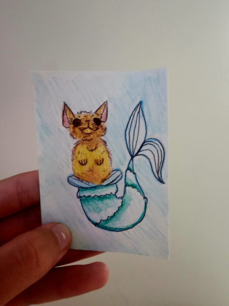 Mercat ACEO Collectible Card, Whimsical ACEO by Scarlett Hong
