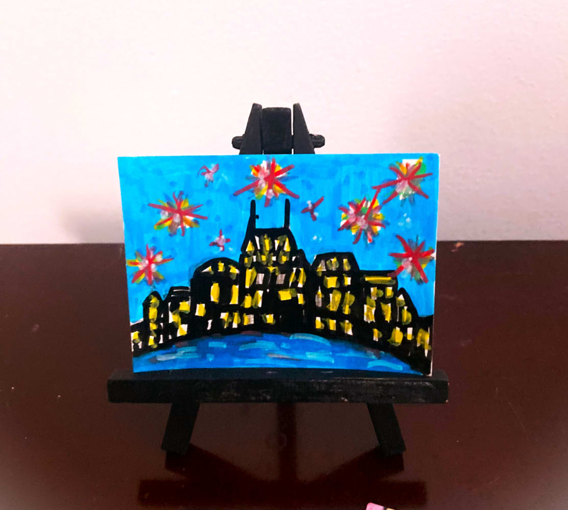 Nashville Fireworks, Architecture ACEO by Diane Stockard