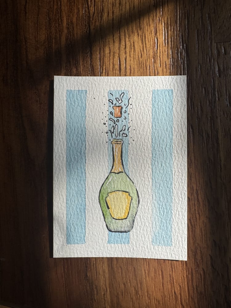 Champagne Pop, Food ACEO by Alyssa Cardenas