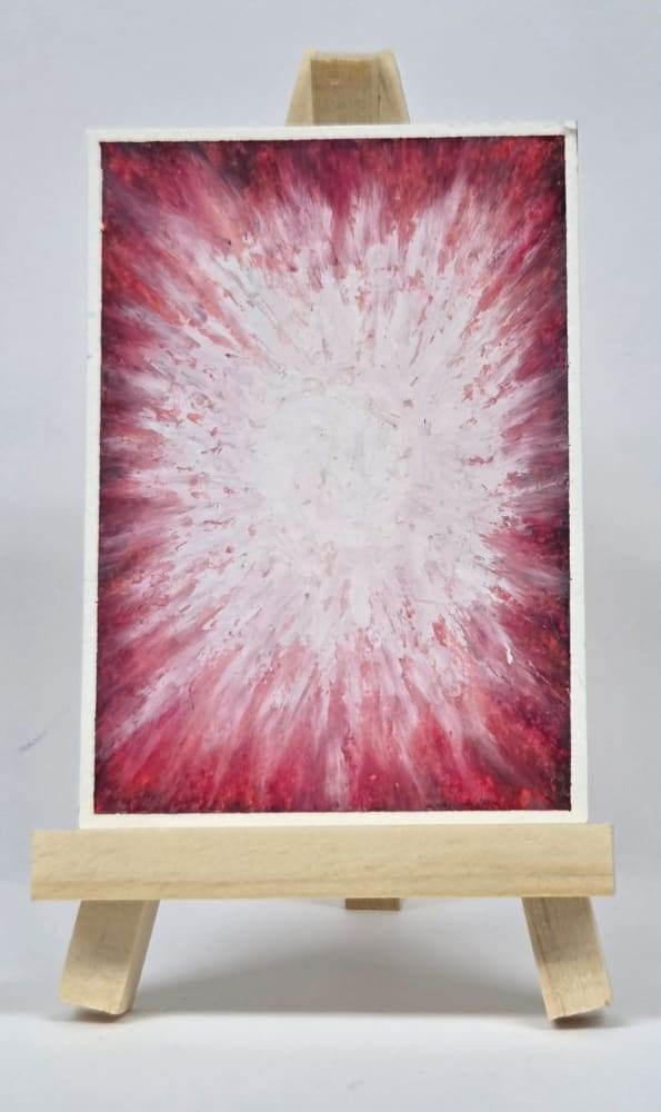 Red Starburst, Abstract ACEO by Lori Iaboni