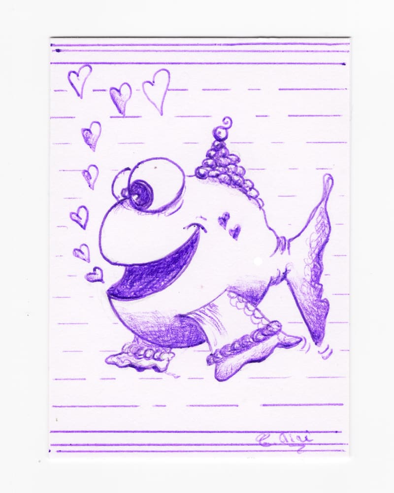 Poisson amoureux, Animals ACEO by Celine Mini