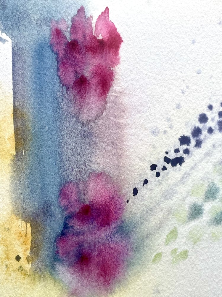 Mist with yellow, Botanical ACEO by Heather vilbrin
