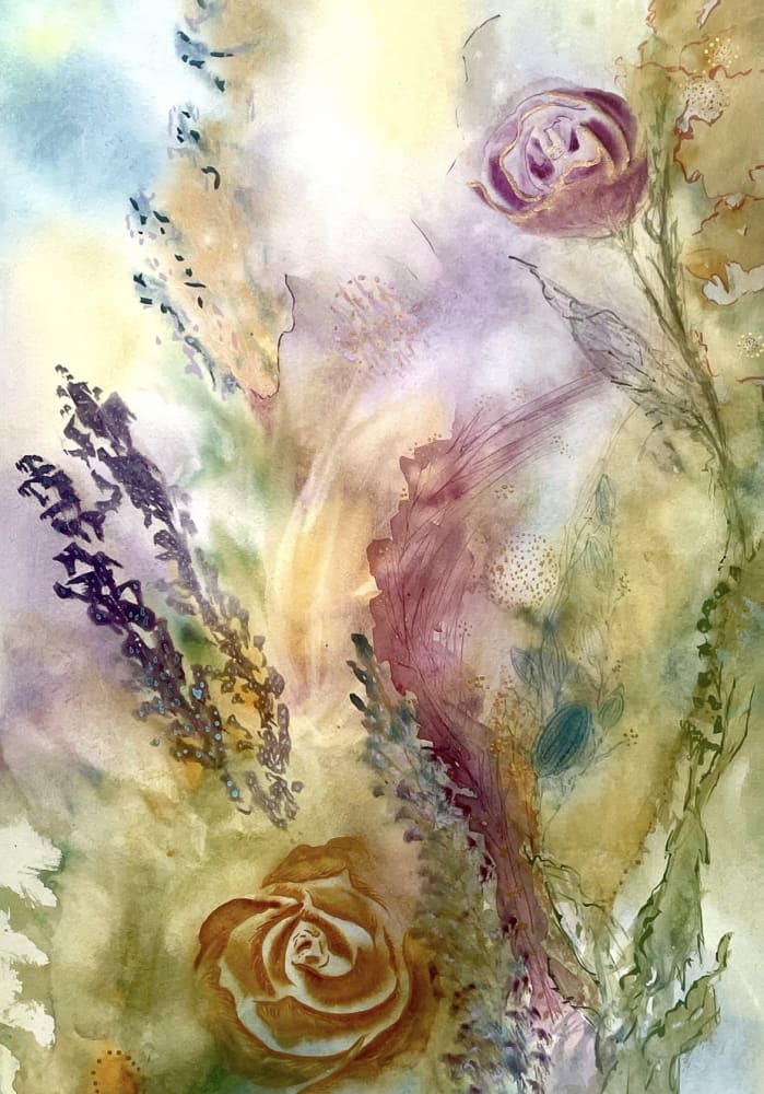 Flowers for Nyenchey, Botanical ACEO by Heather vilbrin