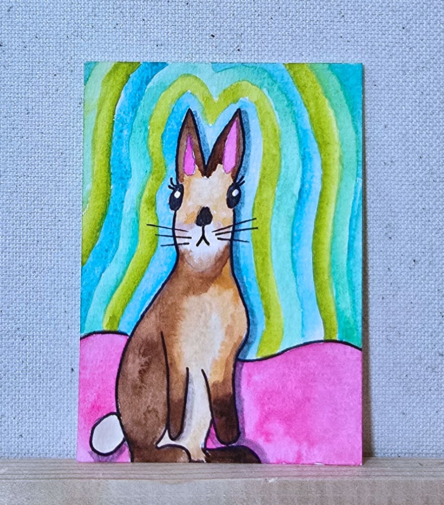 Bunny Aura, Animals ACEO by Jo Claire Hall