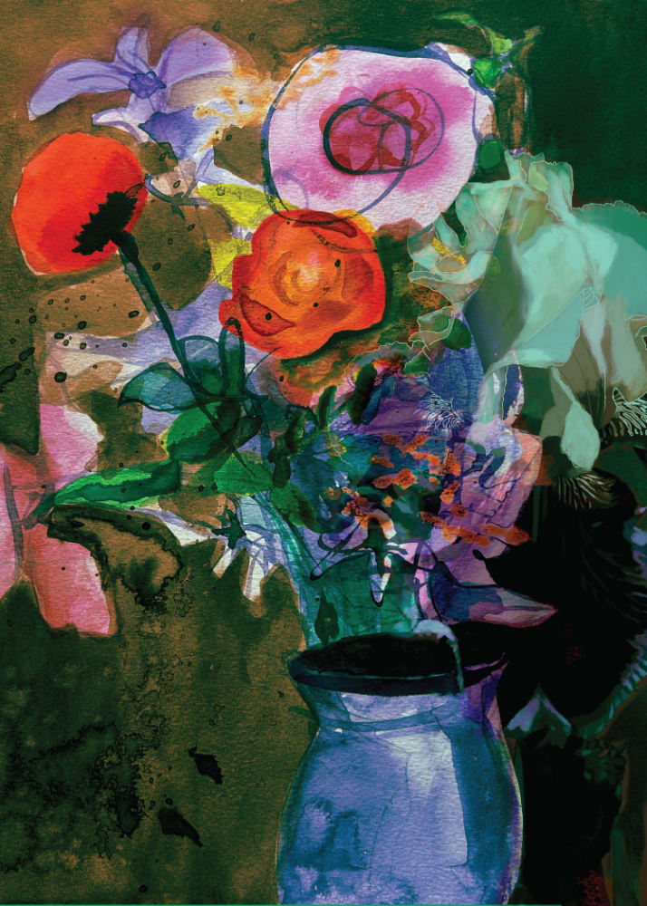 Flower Vase, Botanical ACEO by Julia Shure | Holland Park Studio