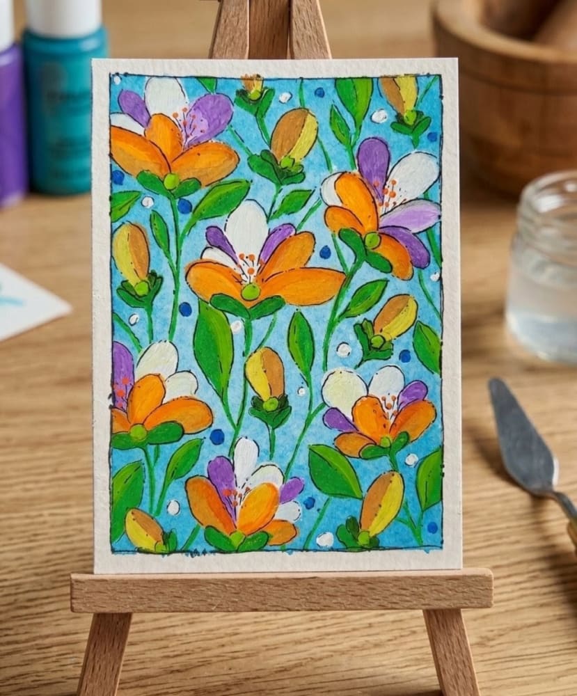 Bloom and Sky, Botanical ACEO by Becca M