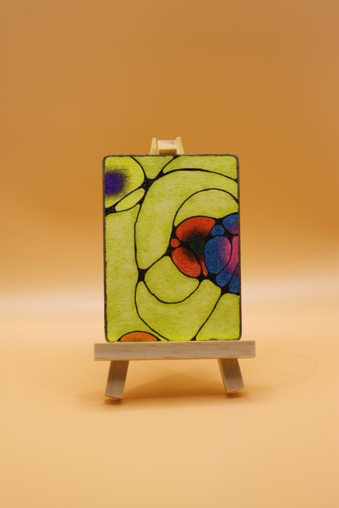 Lime Green Neurographic, Abstract ACEO by Denise Scott