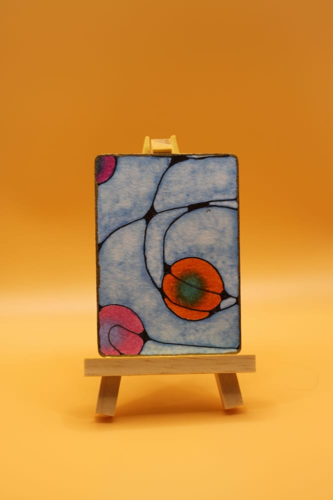 Sky Blue Neurographic, Abstract ACEO by Denise Scott