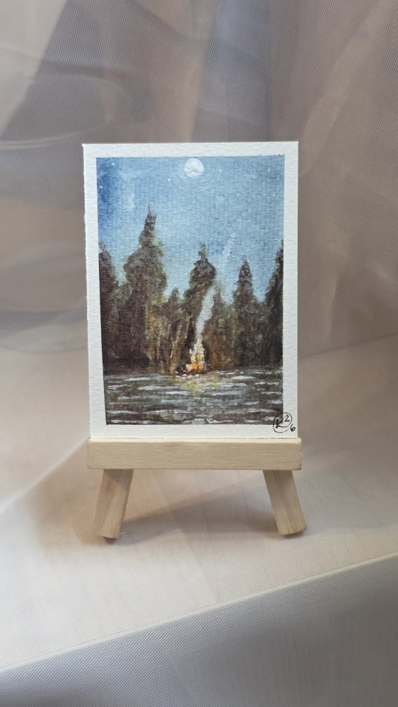 "Late Night Camping", Nature ACEO by Keri Fedorchuk