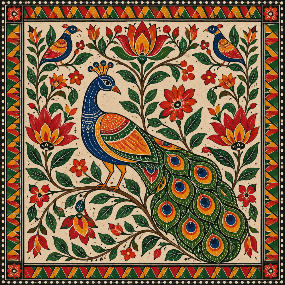 Folk art, Nature ACEO by Garvi Ramani