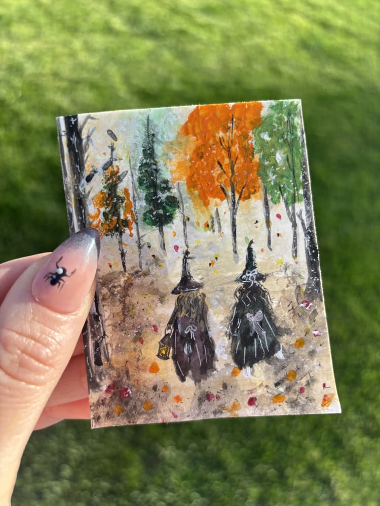 Witches Stroll, Whimsical ACEO by Sarah Tasha Weber