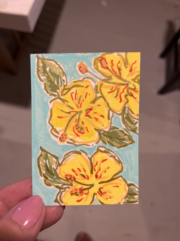Yellow hibiscus, Botanical ACEO by Katie Jopling