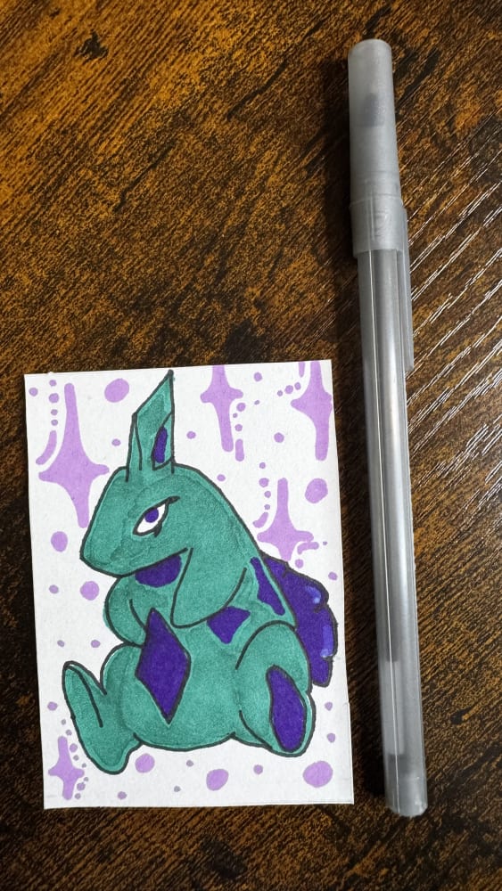 Shiny Larvitar ACEO #3, Animals ACEO by Chia