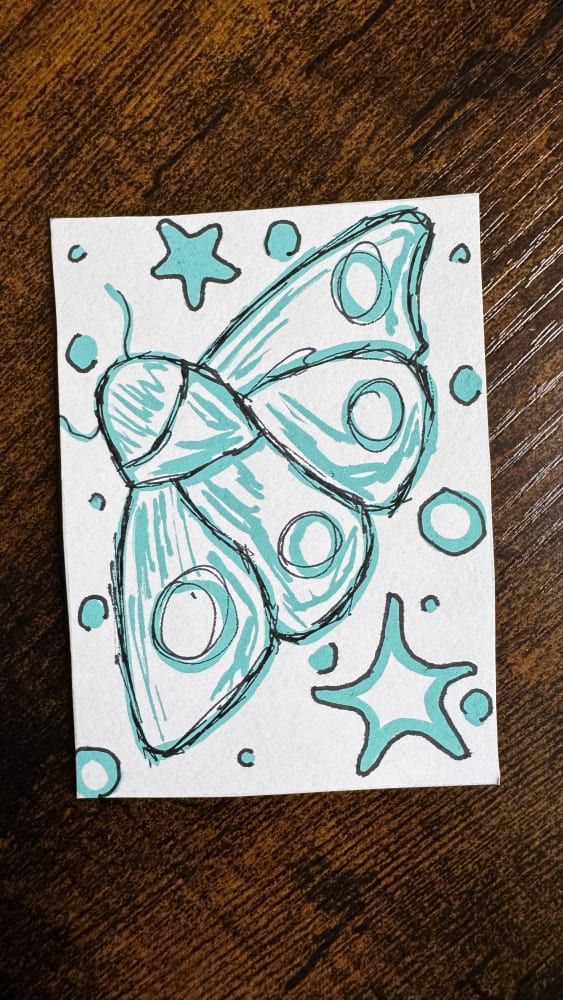 Mint green moth ACEO #5, Fantasy ACEO by Chia