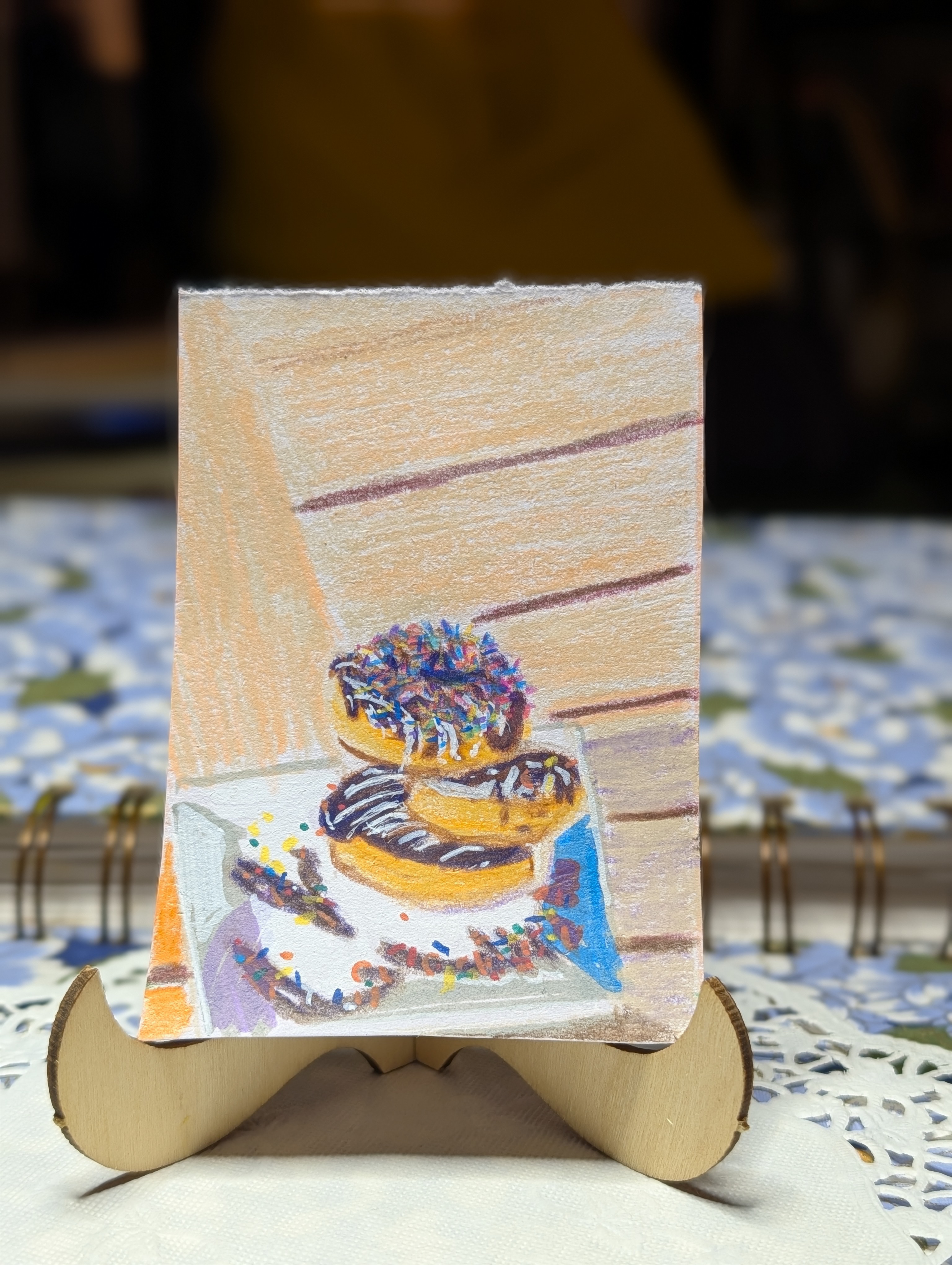 Donut stack, Whimsical ACEO by Pendulum Way