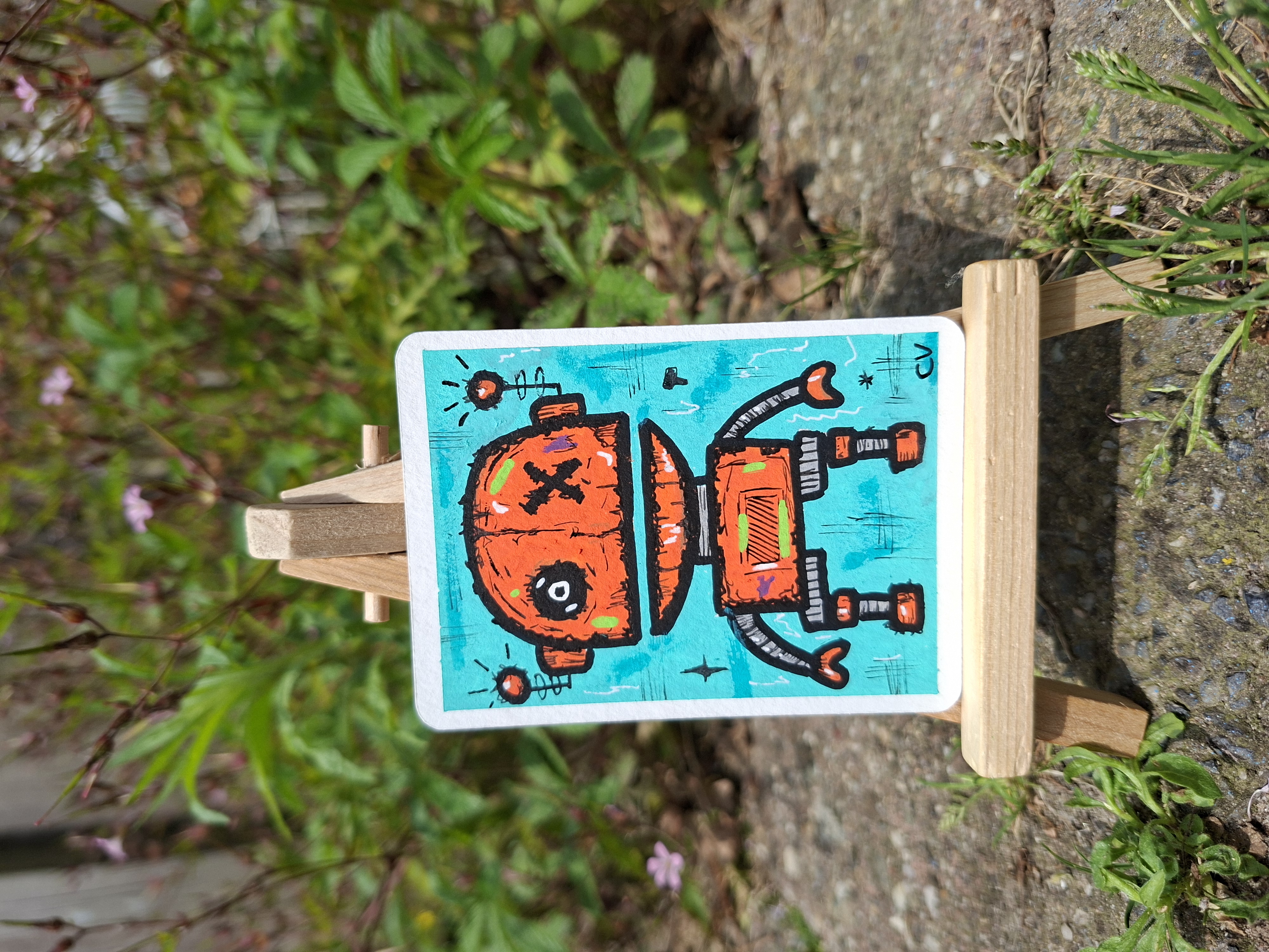 Odd bot one eyed ollie, Pop Art ACEO by Chan_nl_art