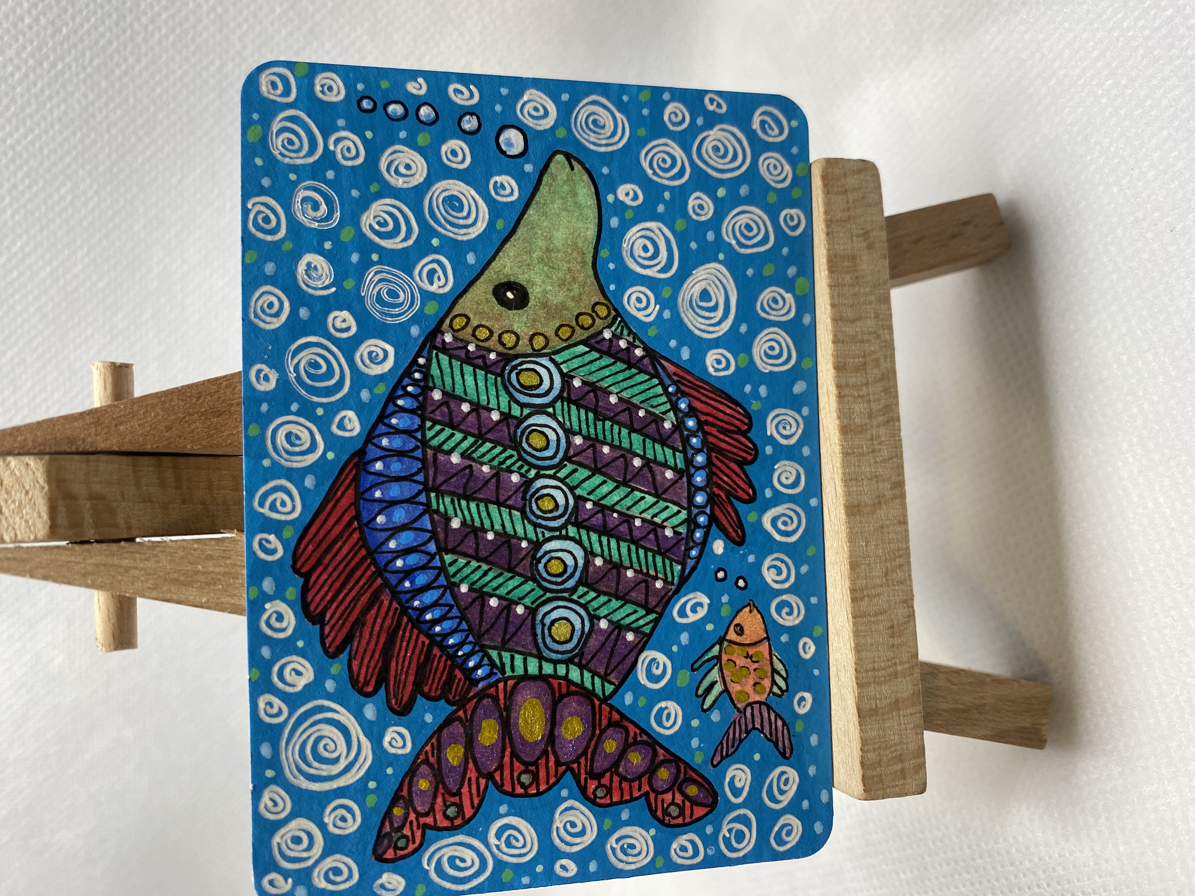 Bob the Fish, Animals ACEO by Rosette Doyle