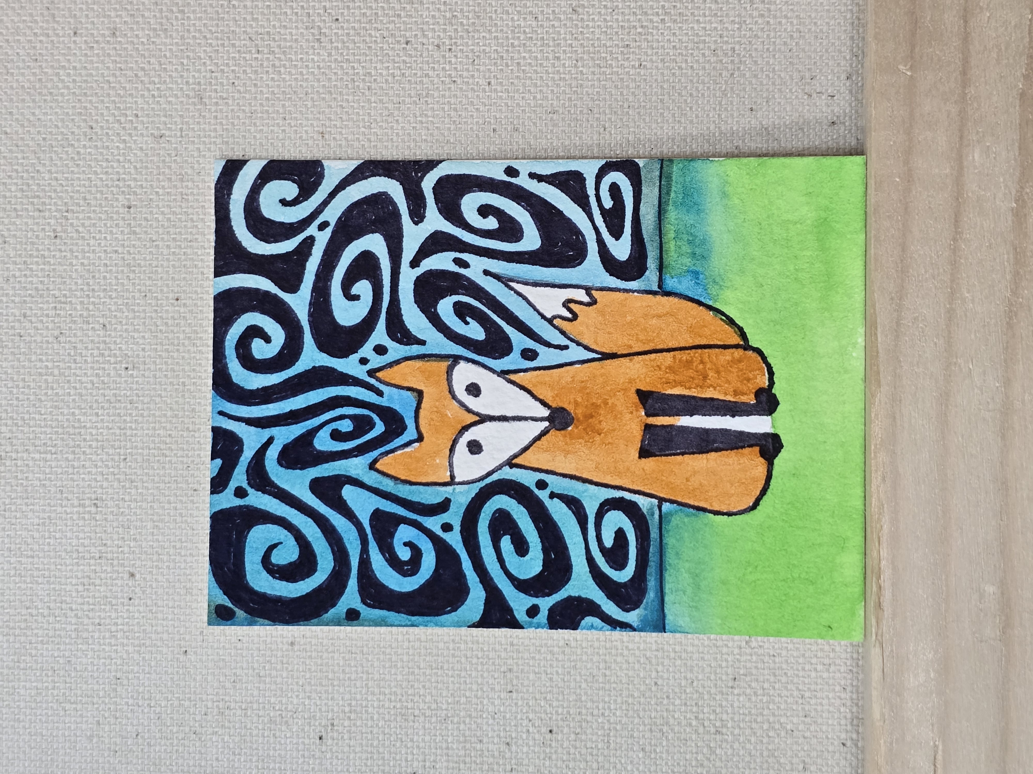 Funky Fox, Animals ACEO by Jo Claire Hall