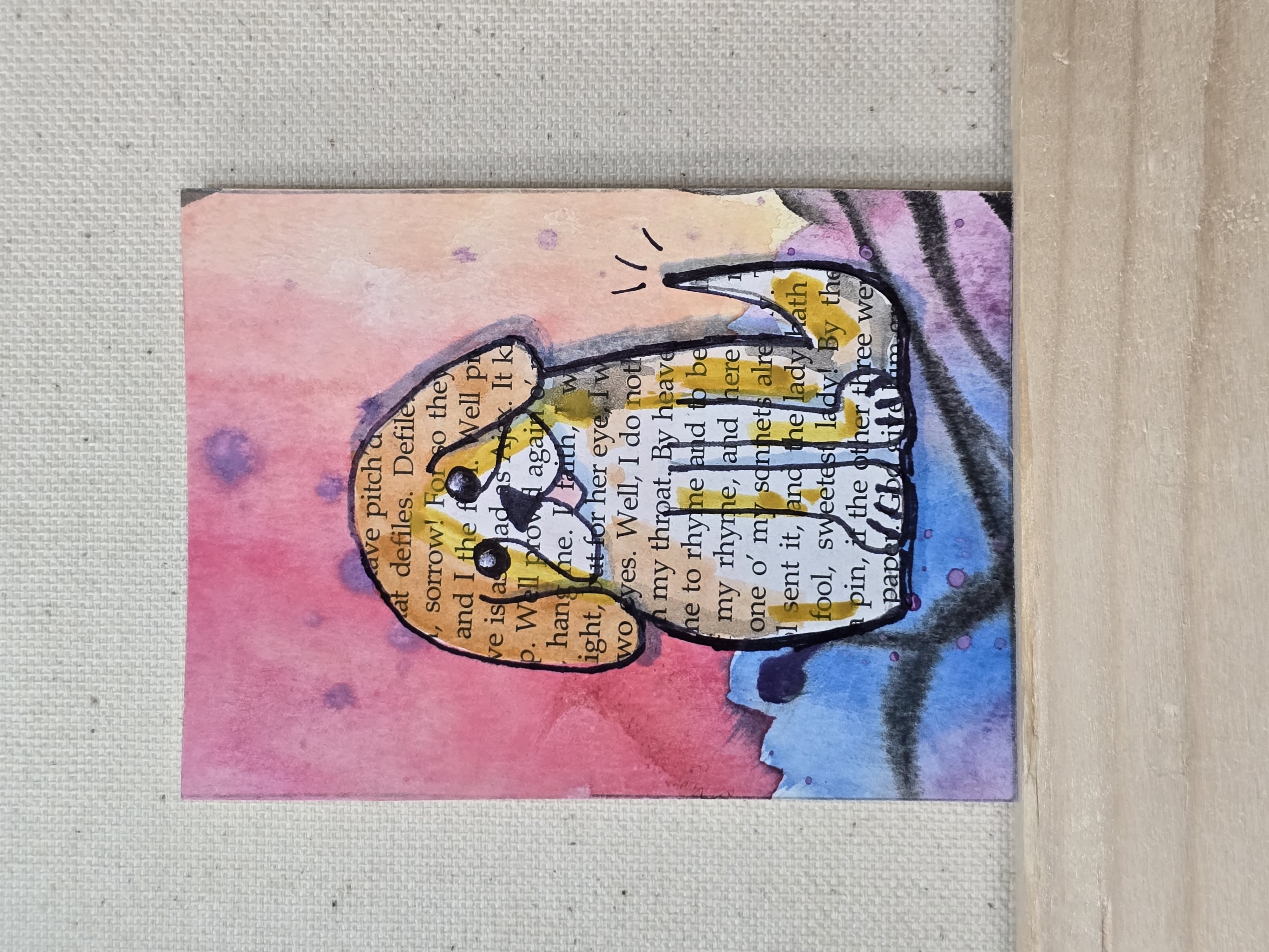 Collage Puppy in Pink, Animals ACEO by Jo Claire Hall
