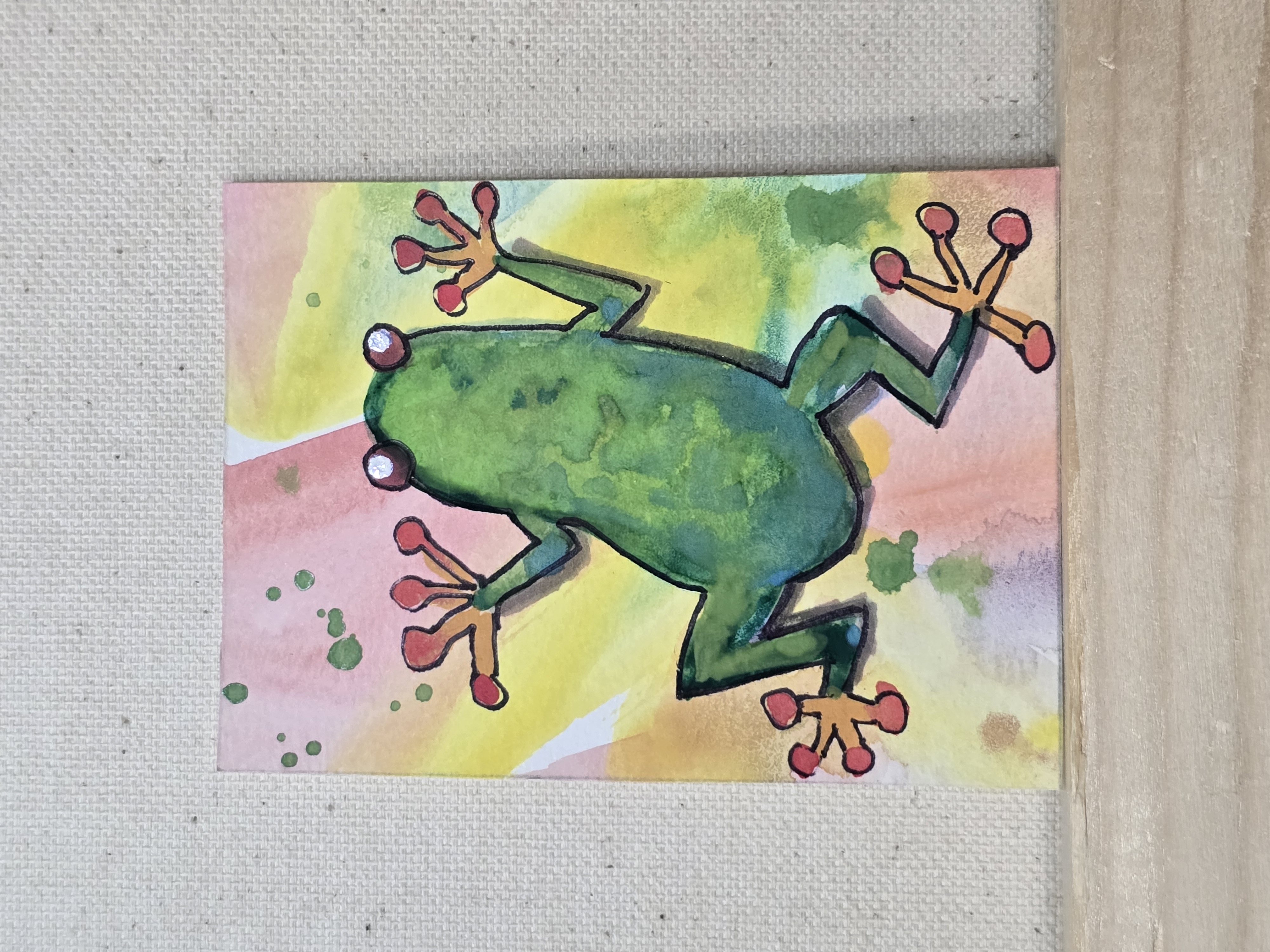 Funky Frog, Animals ACEO by Jo Claire Hall
