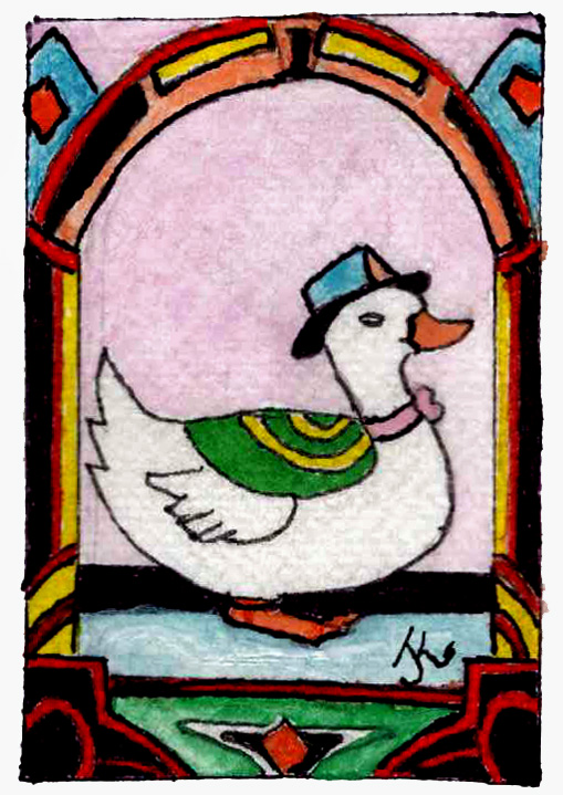 Mr Duck, Whimsical ACEO by sue lamarr