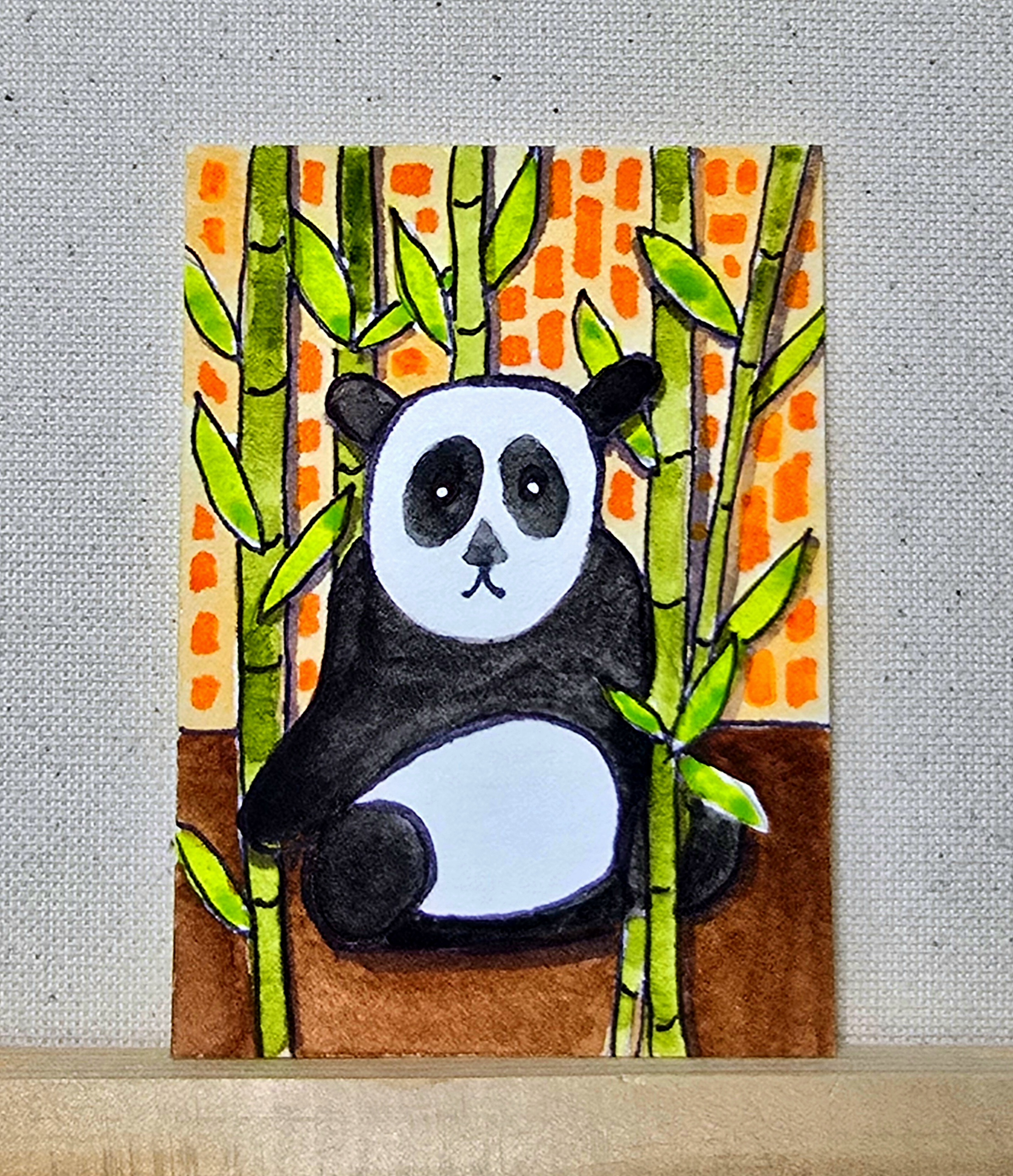 Panda in Bamboo, Animals ACEO by Jo Claire Hall