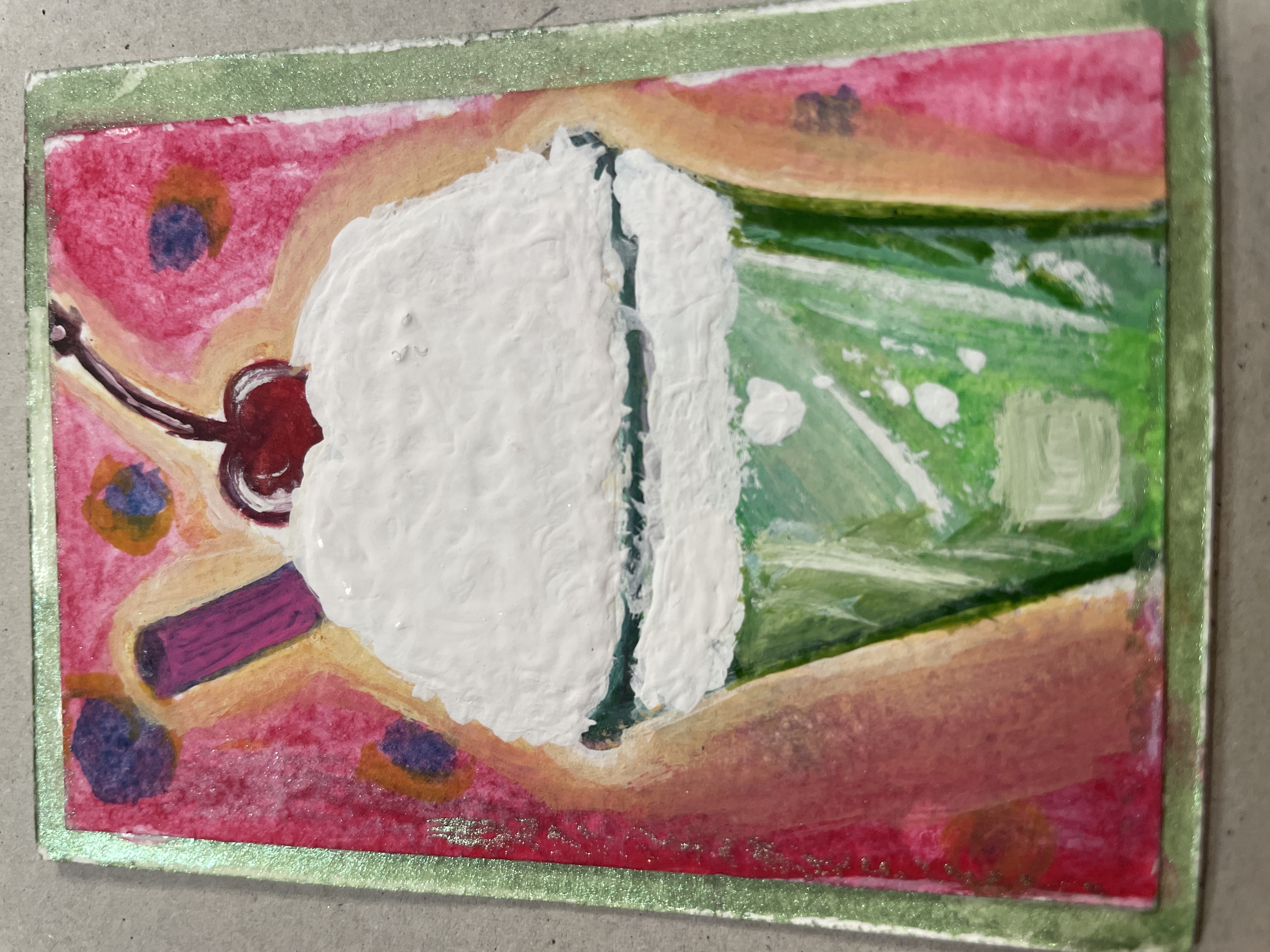 Meron Soda Daydream – Original ACEO Mini Painting, Food ACEO by Roshinda Qazi