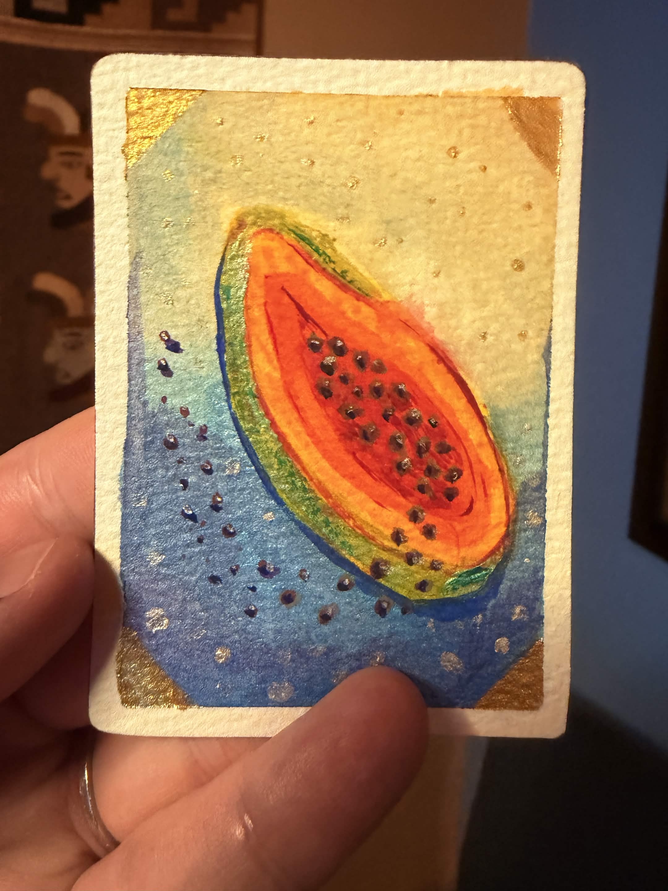 The Crying Papaya, Botanical ACEO by Maia Wallace
