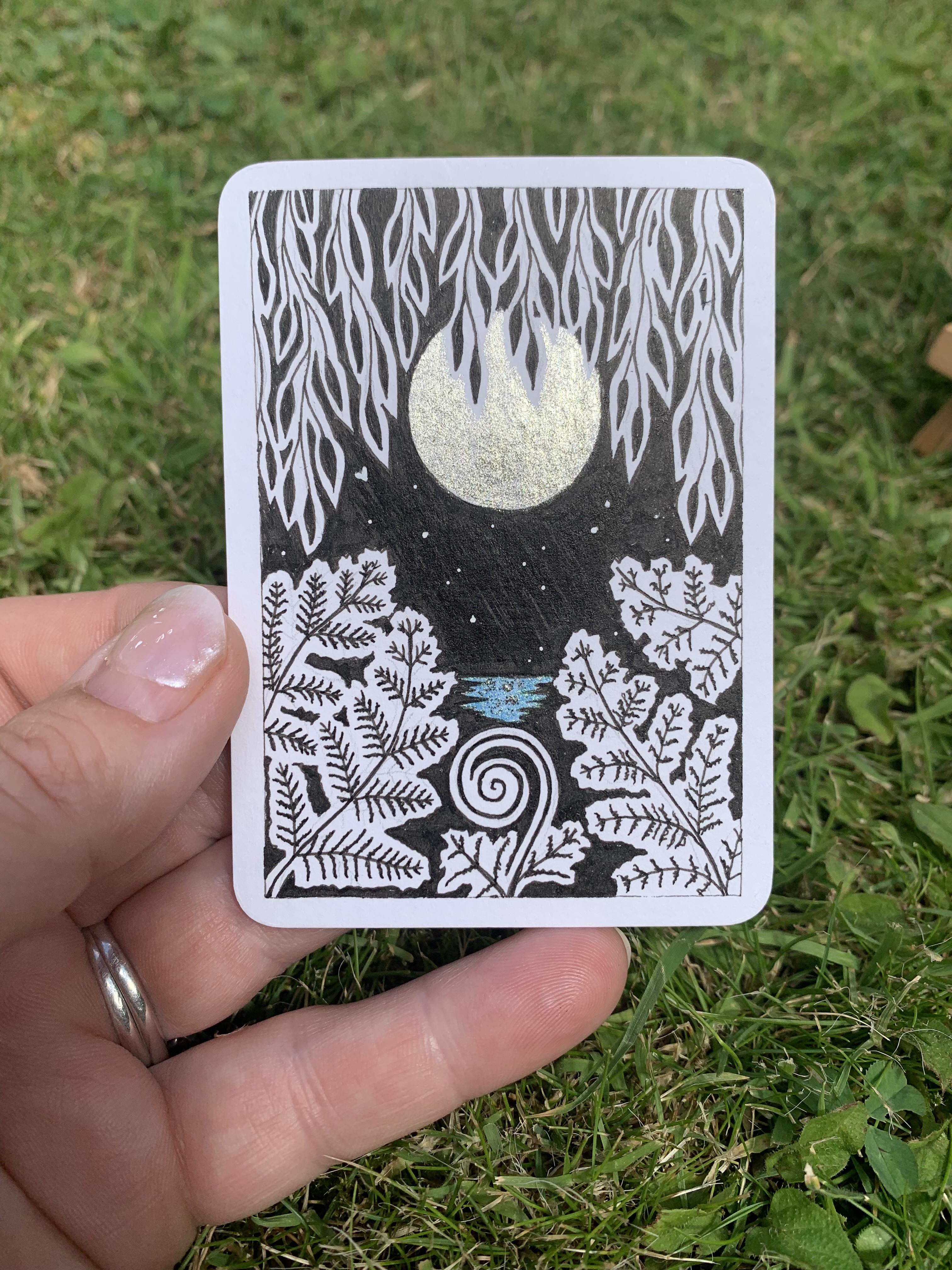 By the light of the Shimmer Moon, Nature ACEO by Claire Patience