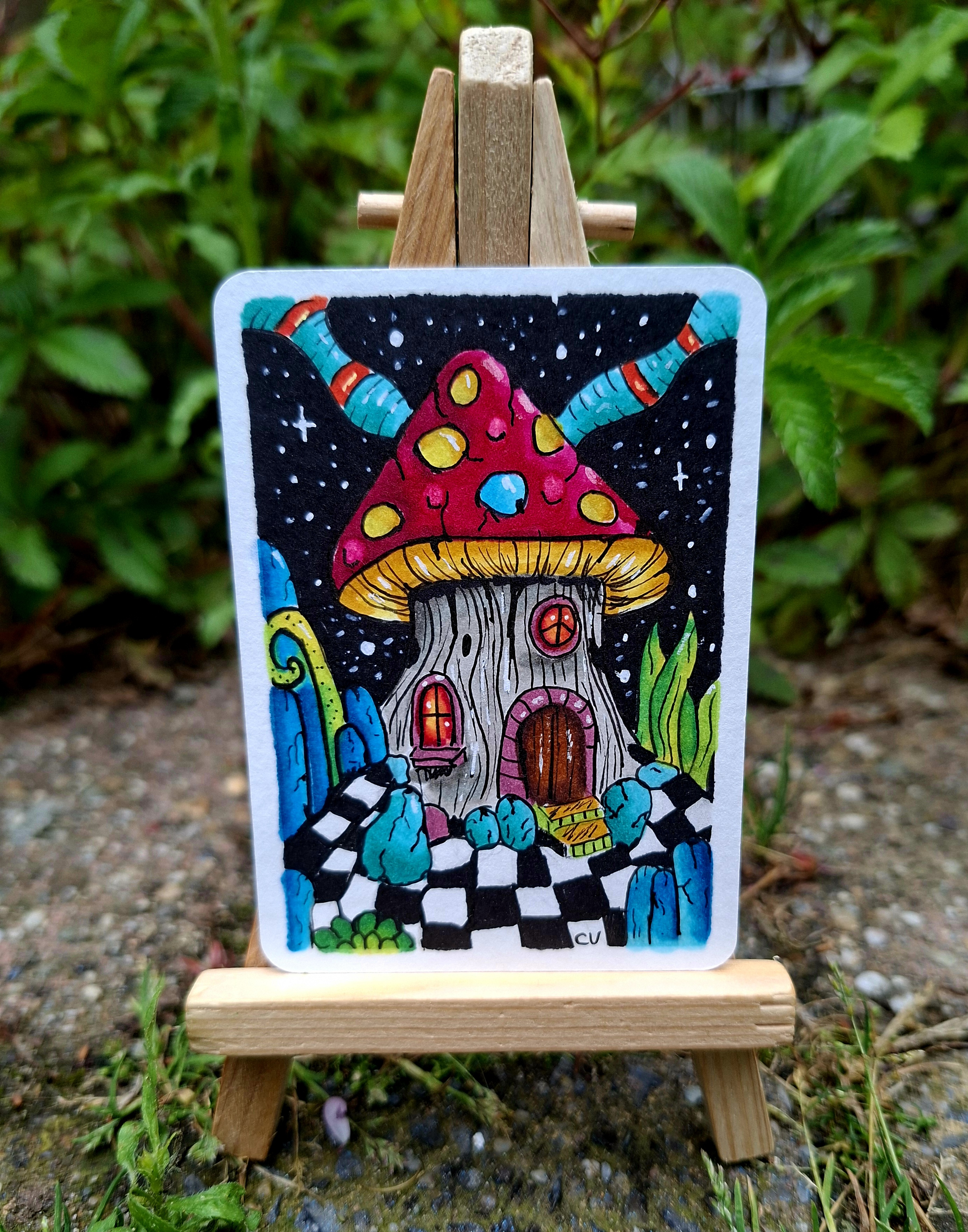 whimsical mushroom house, Whimsical ACEO by Chan_nl_art