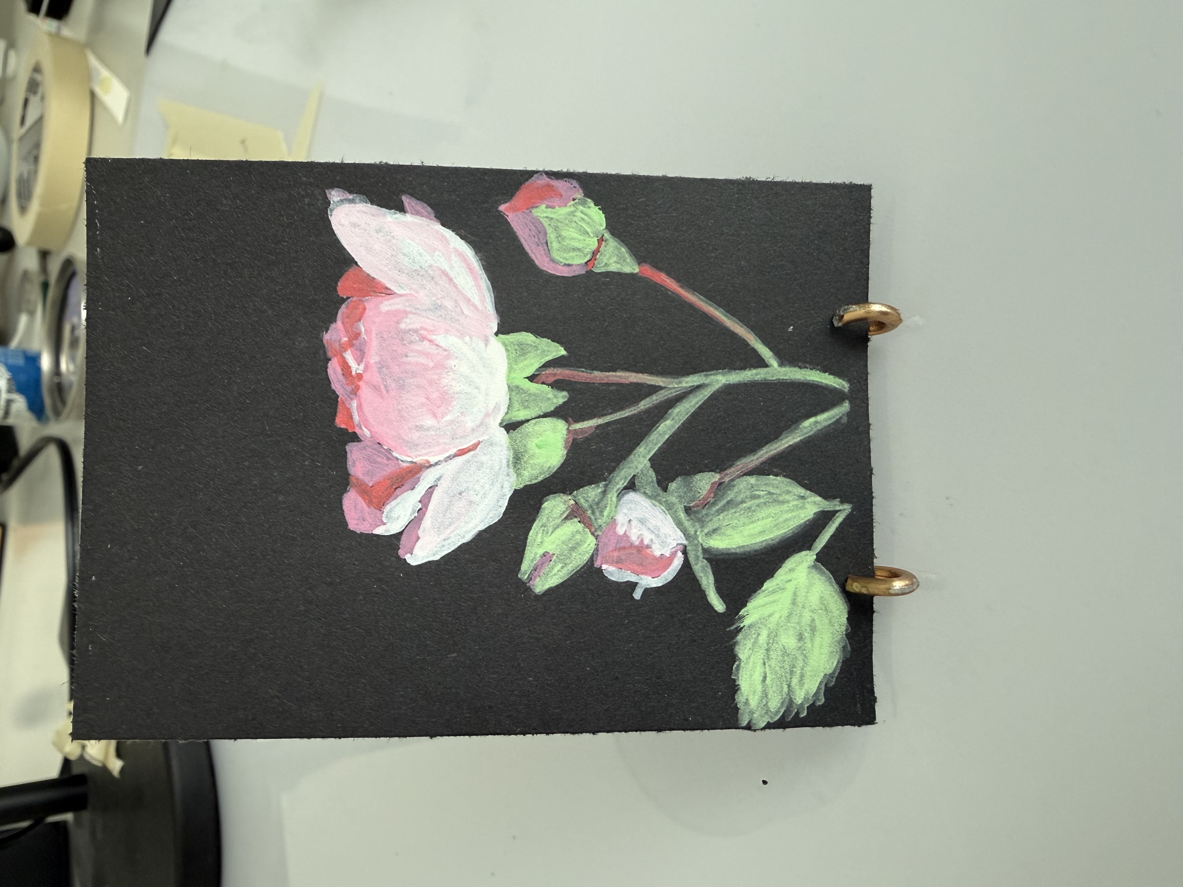 Pink rosebuds, Botanical ACEO by Brandi Kambalov