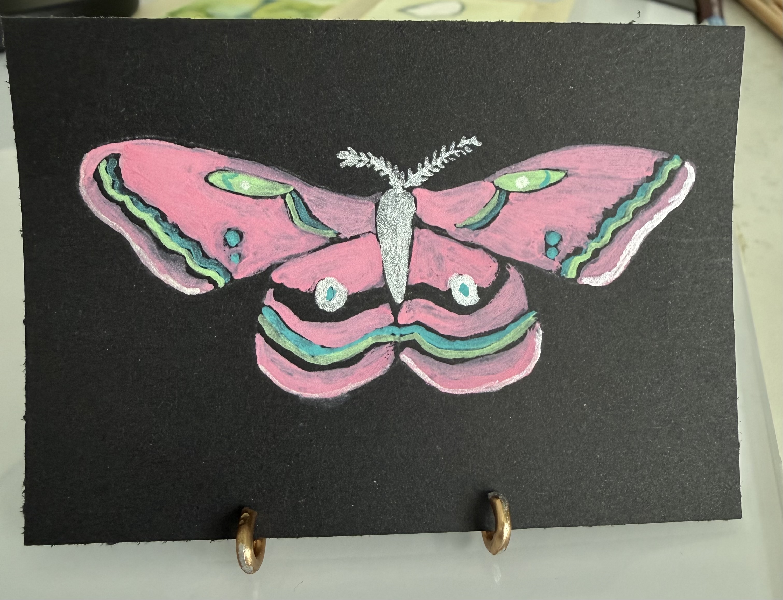 Pink Moth, Nature ACEO by Brandi Kambalov