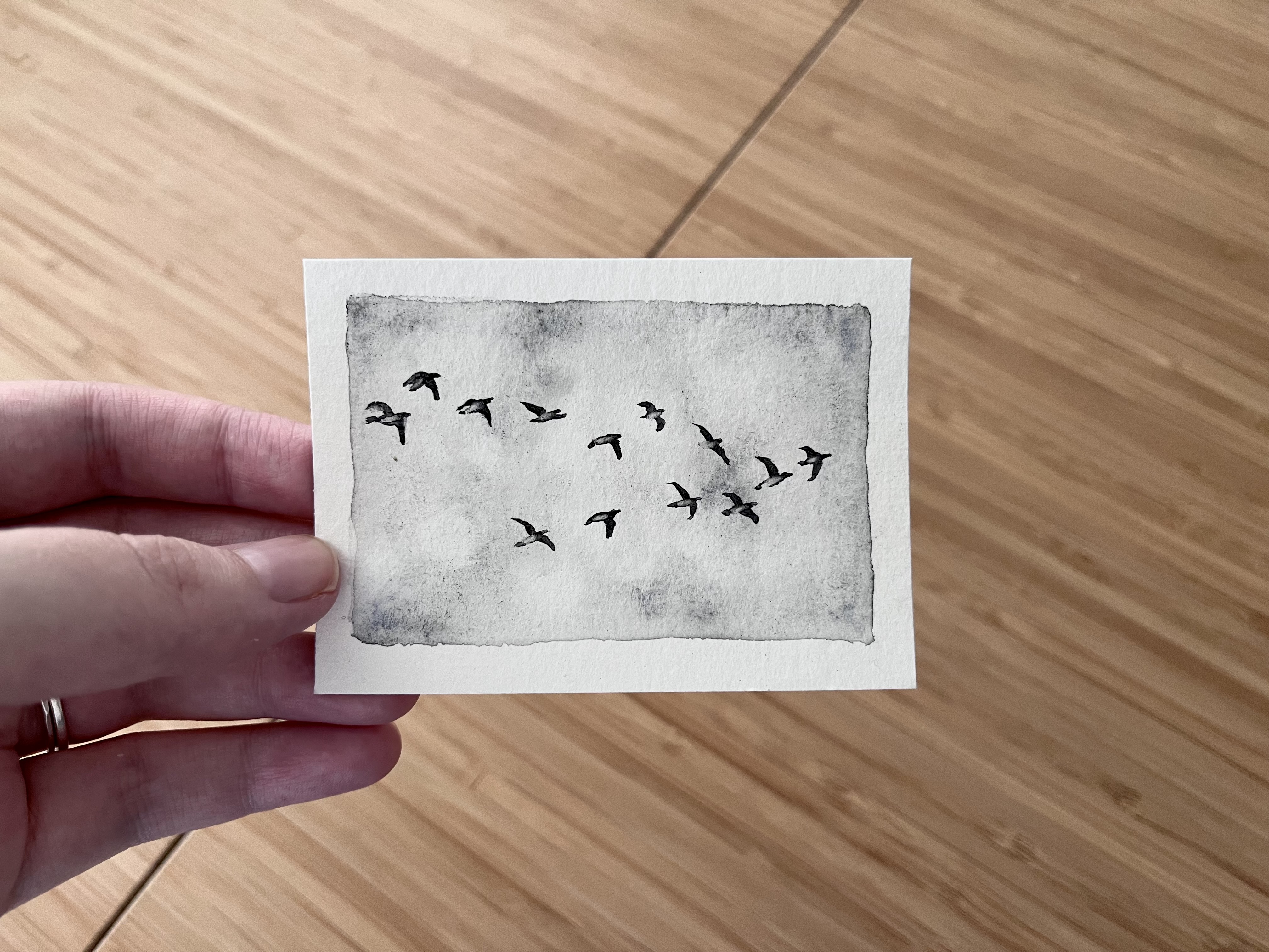 Birds in Flight, Animals ACEO by Nina