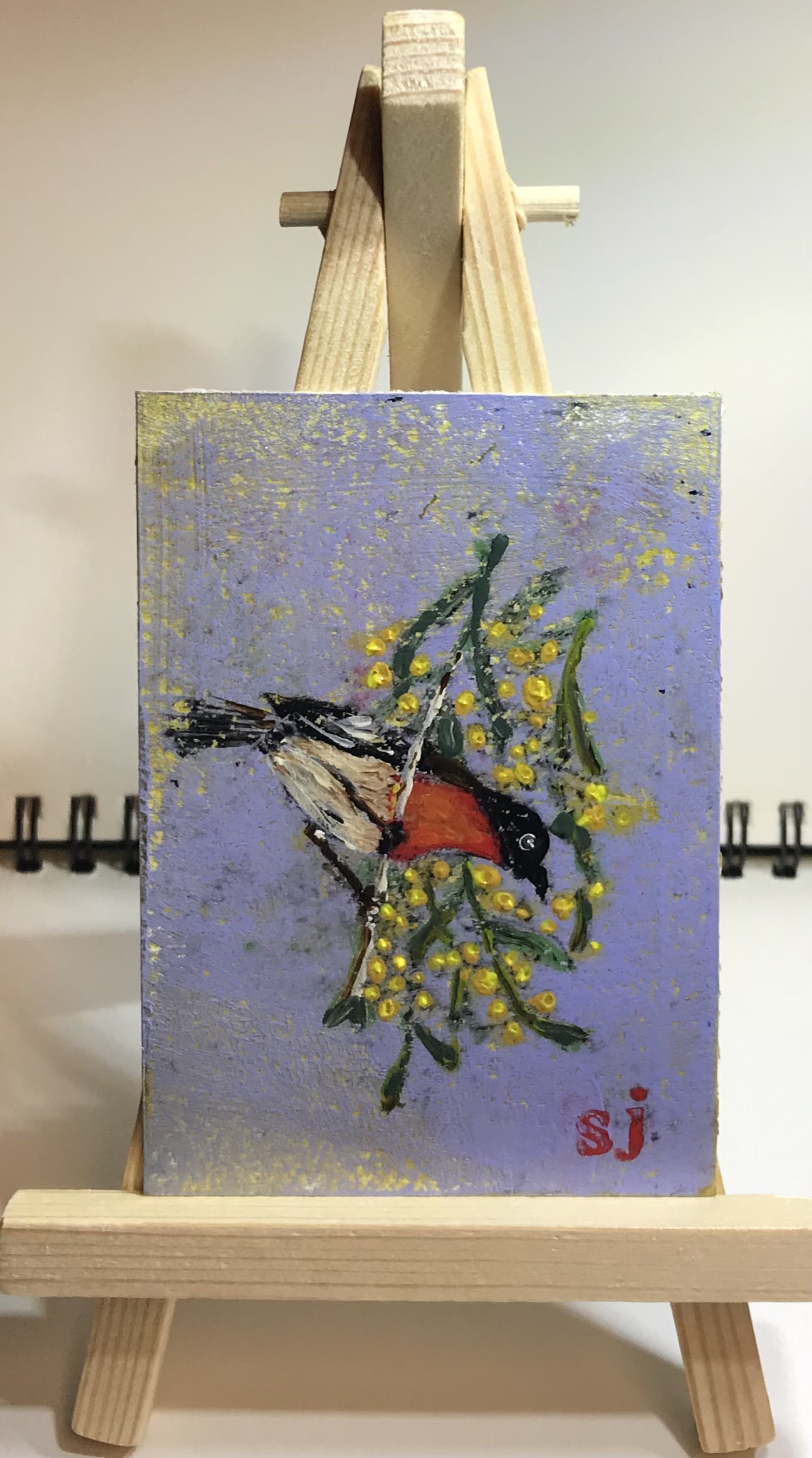 Australian birds and flora #1, Animals ACEO by Sarah Joyce