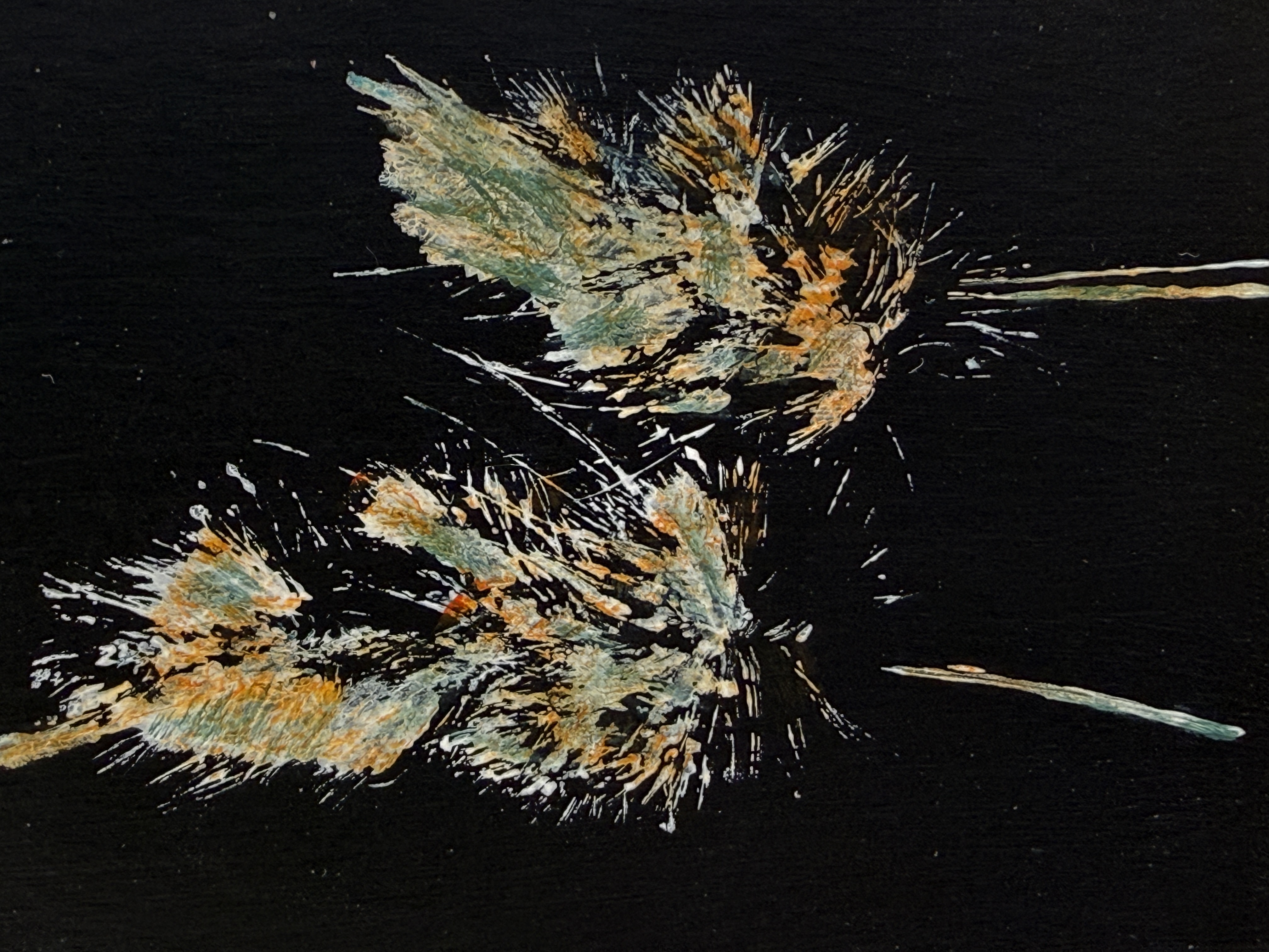 Original Botanical Monoprint Black Gold Grass Seed Acrylic Nature Art Card detail image 2 by Meghan Fohl