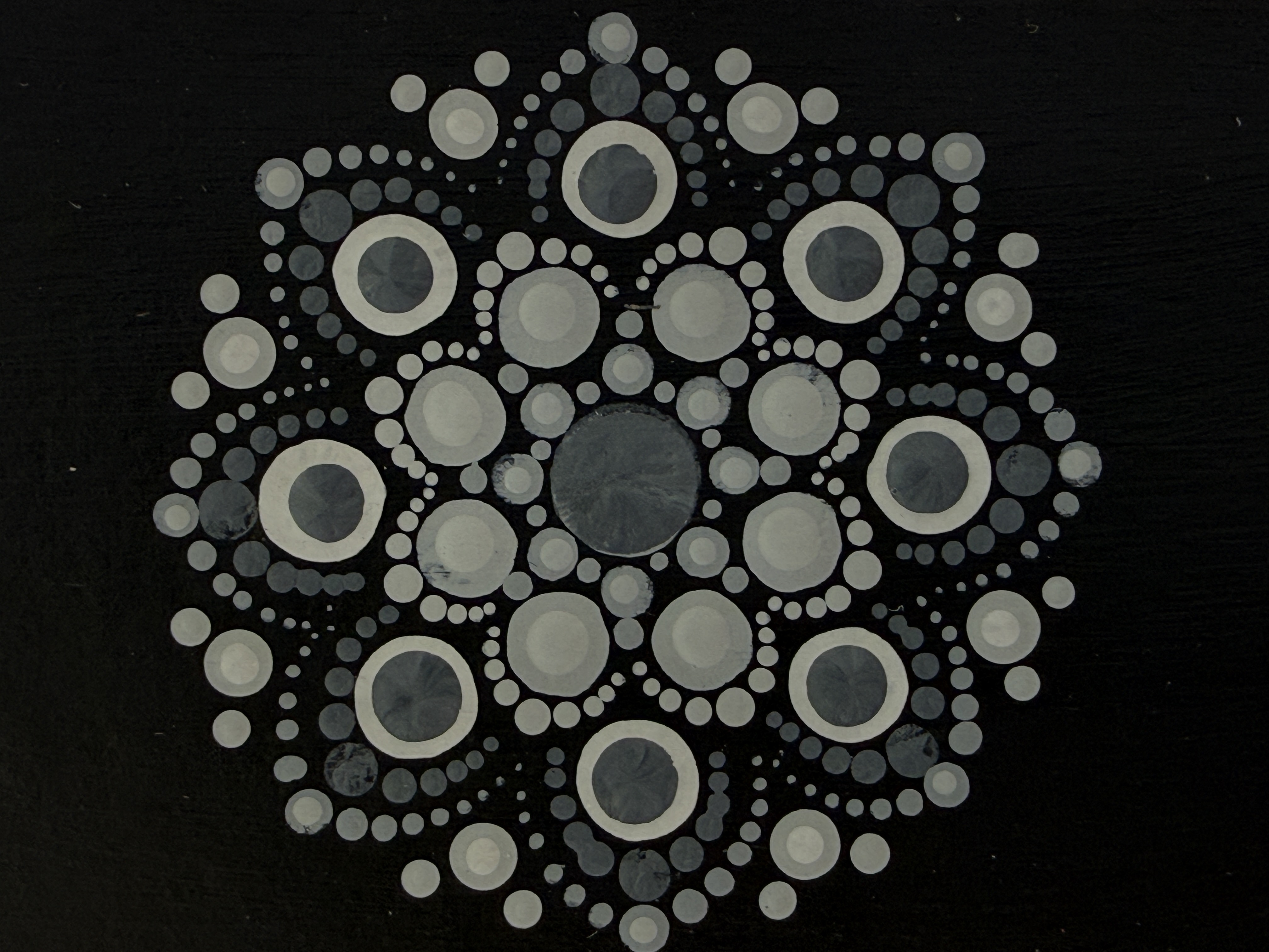 Original Dot Art Mandala Painting | Gray | Hand Painted Art Card detail image 2 by Meghan Fohl