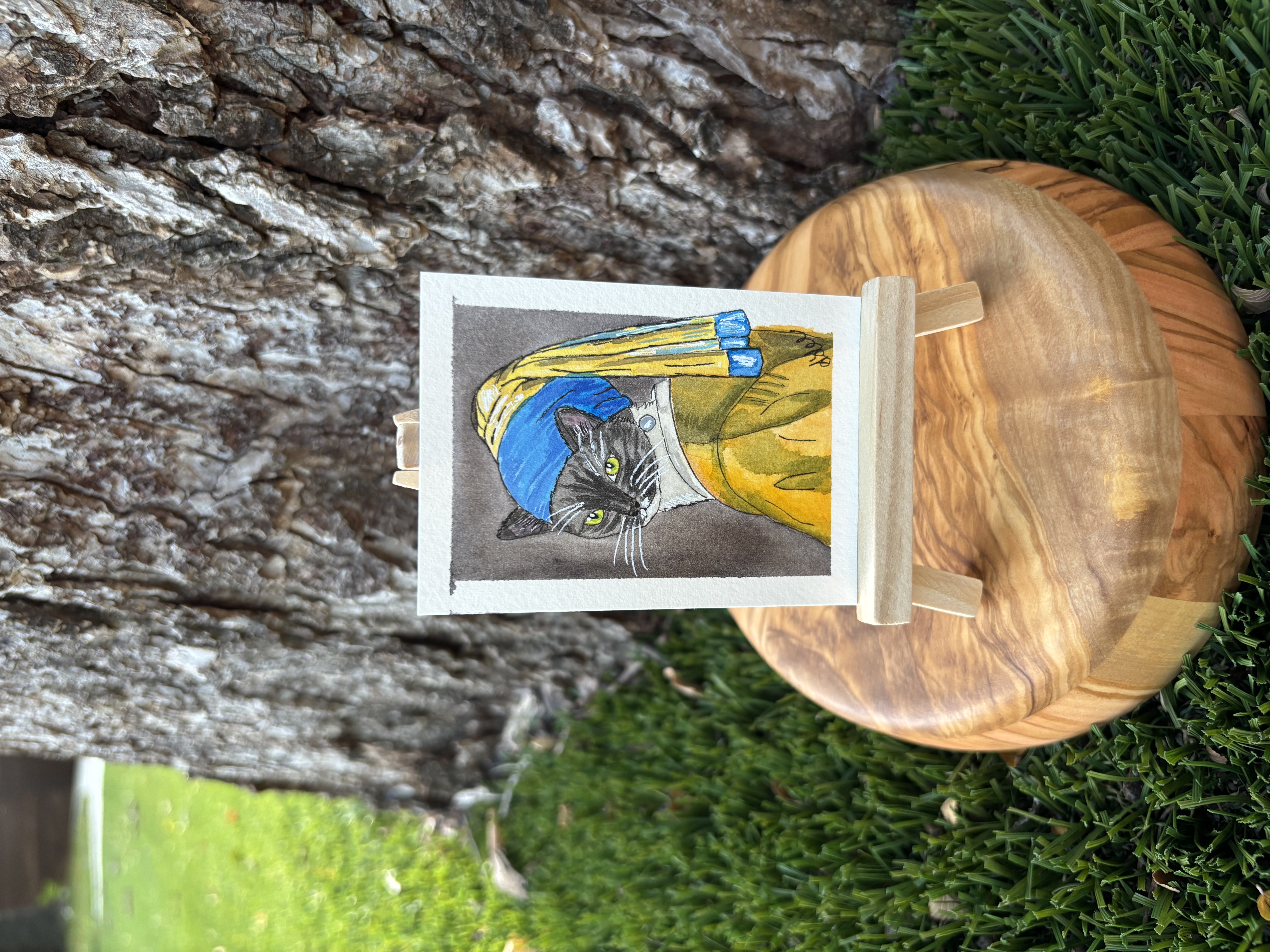 Cat with Pearl Earring, Animals ACEO by Stacy Lee