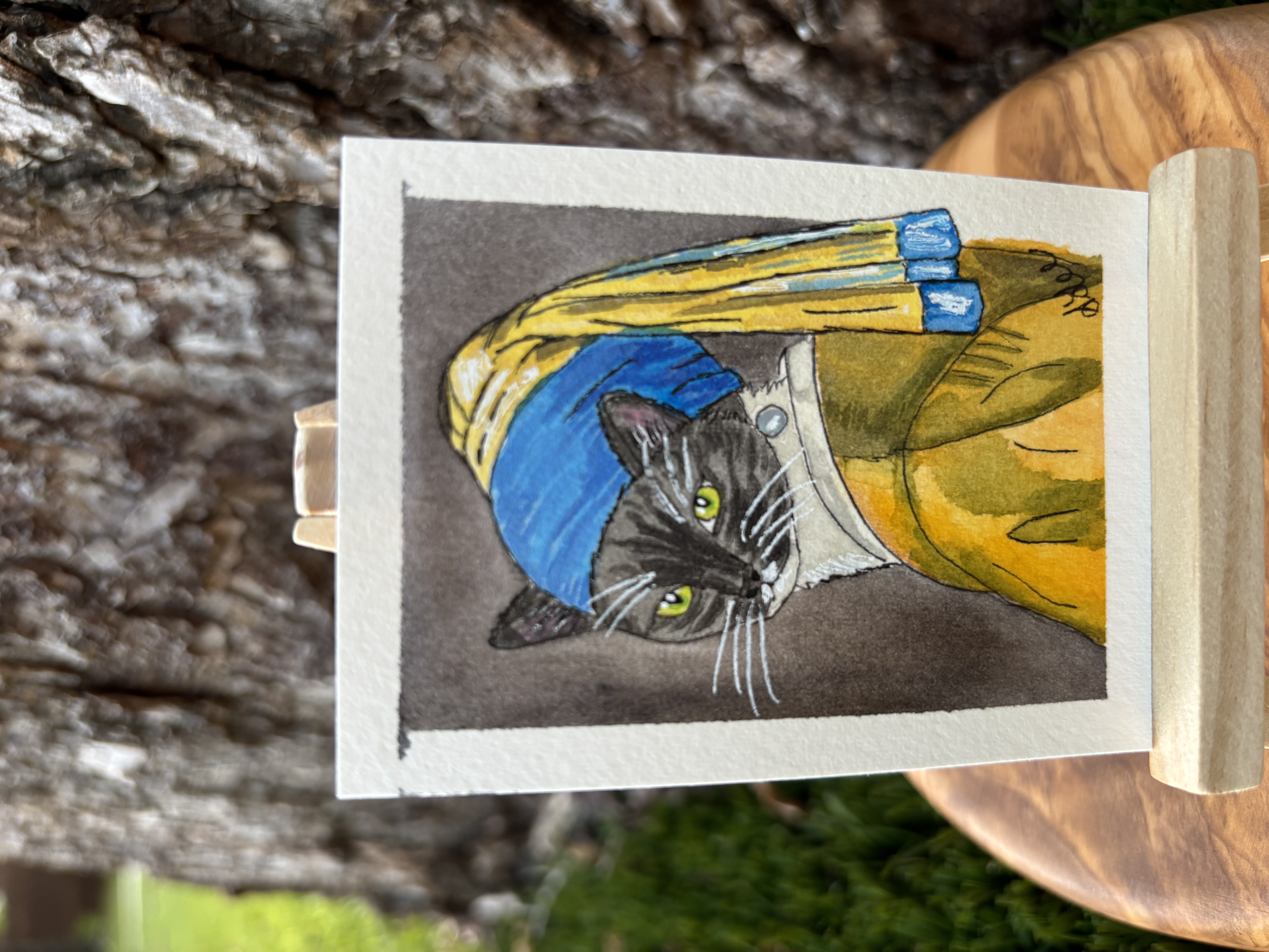 Cat with Pearl Earring detail image 2 by Stacy Lee