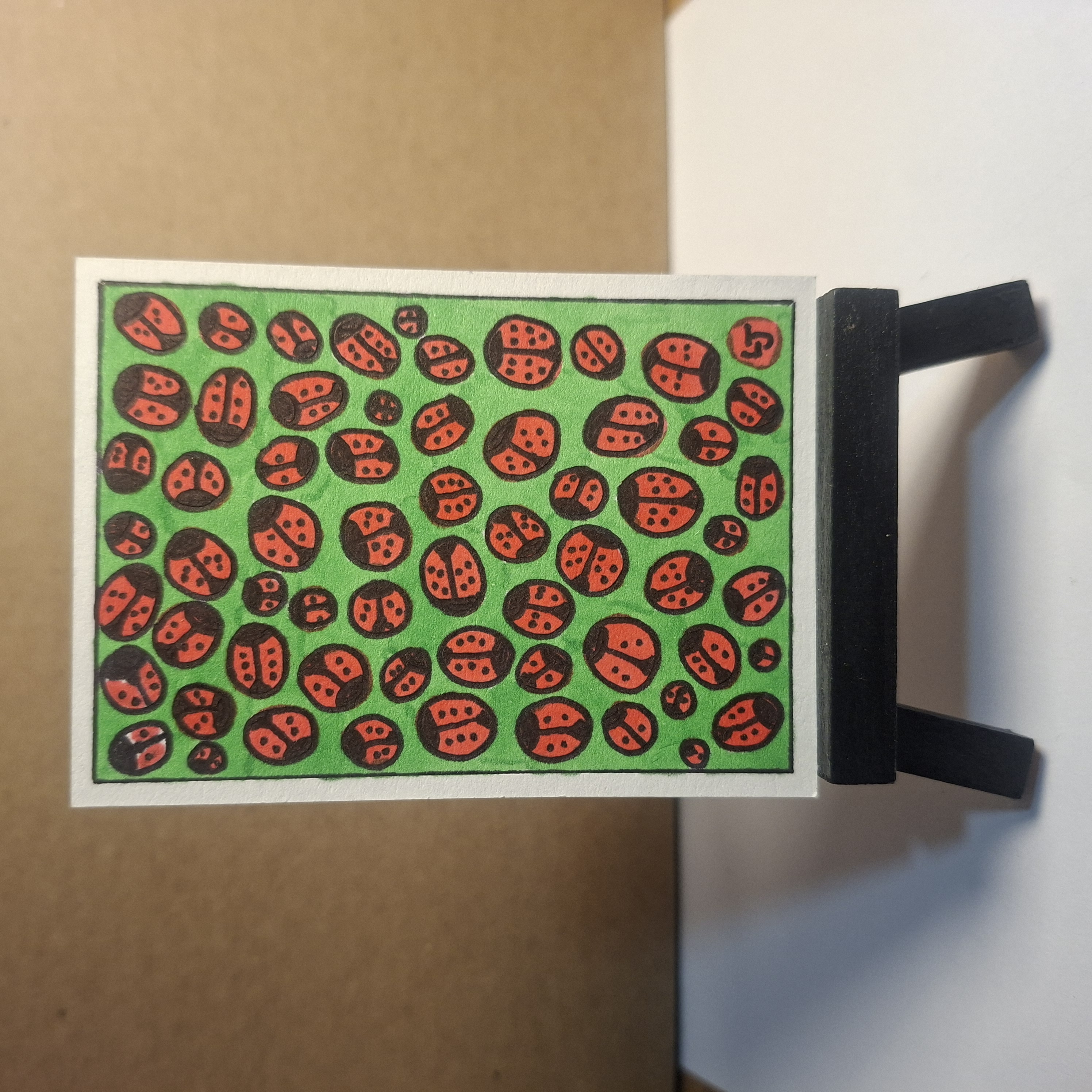 Red Ladybug Soup, Nature ACEO by Laura J Artist