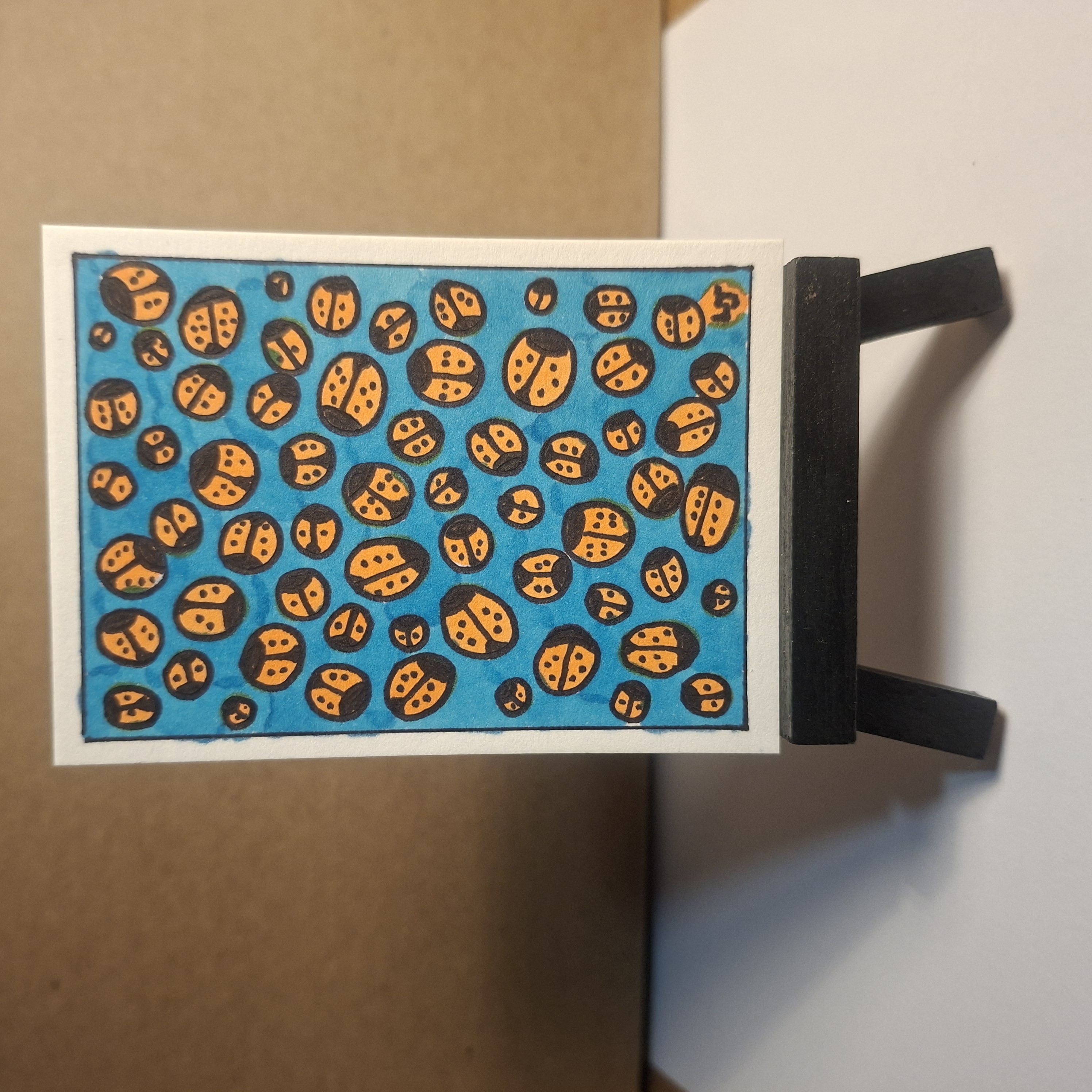 Orange Ladybug Soup, Nature ACEO by Laura J Artist