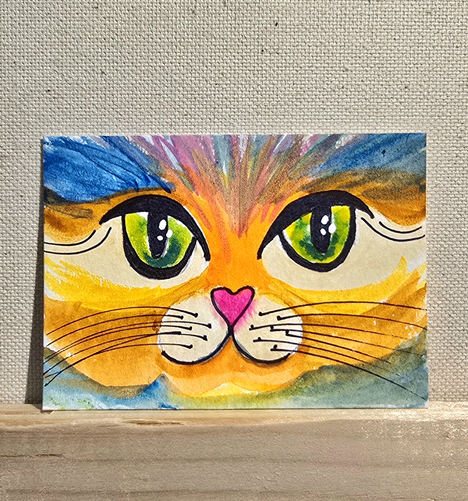 Cathead, Animals ACEO by Jo Claire Hall
