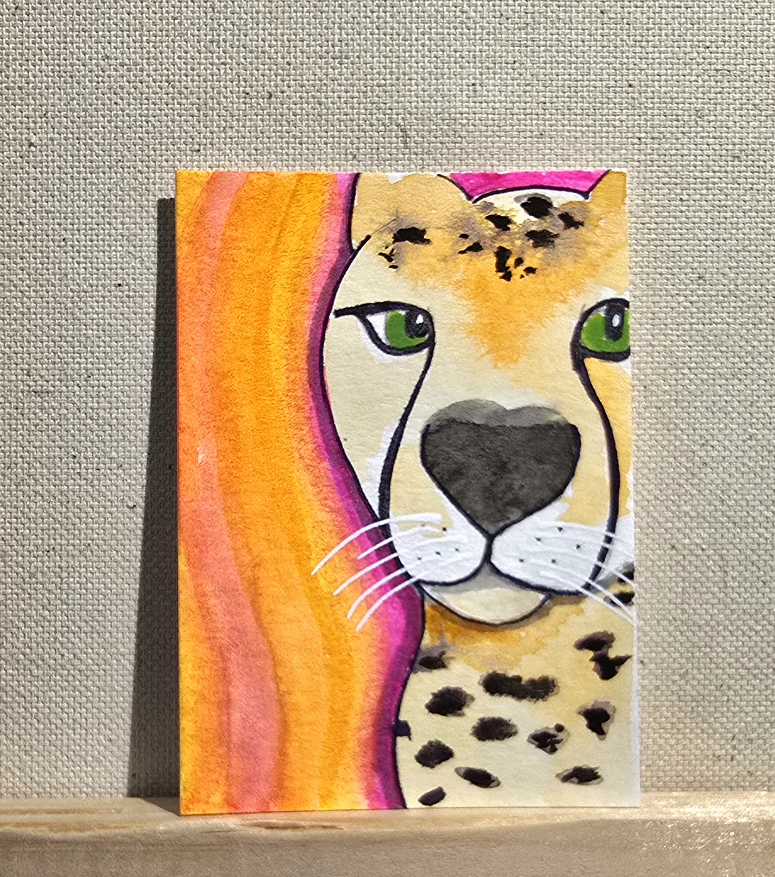 Cheetah Loves You, Animals ACEO by Jo Claire Hall