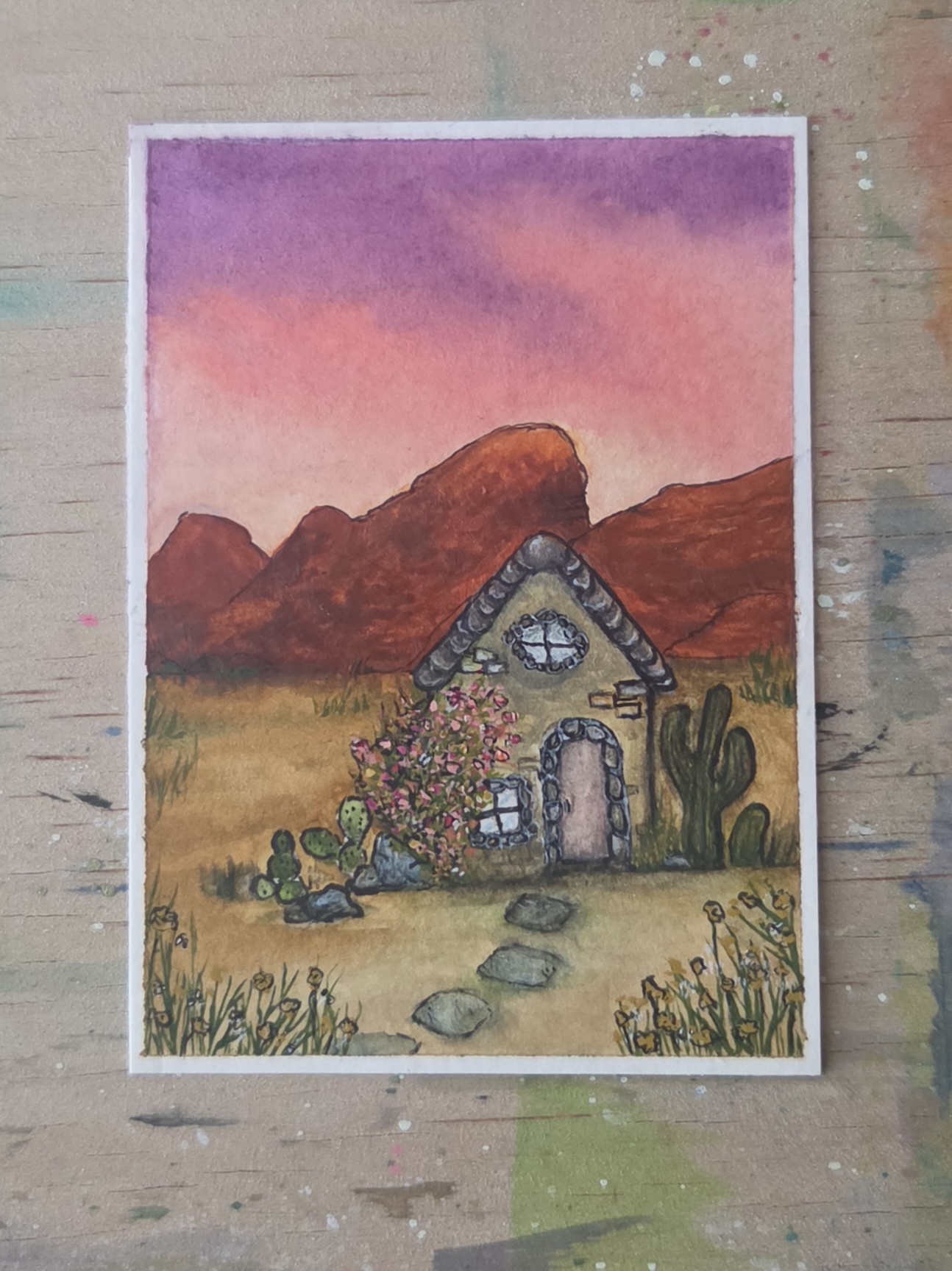 Sunset Cottage, Nature ACEO by Megan Flickinger
